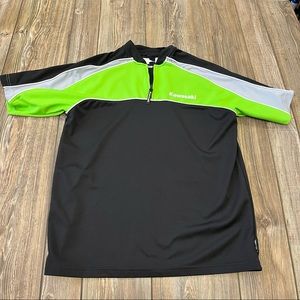 Kawasaki Shirt XL Zip Up Pullover Green Black